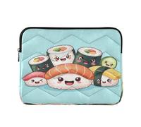 Cartone animato Sushi Blu Zip Notebook Sleeve | Custodia imbottita per laptop da uomo durante riunioni in ufficio, taglia L