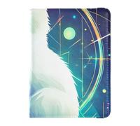 Cartone animato Tarocchi Astrologia Gatto Bianco Passaporto e Vaccino Card Holder Combo Portafoglio Porta Passaporto Badge ID Vaccino Card Holder Portafoglio Impermeabile, Cartone animato Tarocchi