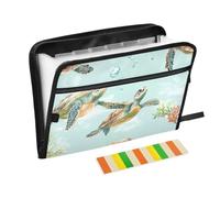 Cartone animato tartaruga marina verde acqua file titolare 13 tasche formato A4 lettera con chiusura a cerniera per la conservazione di documenti