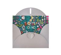 Cartone animato tema scienza modello biglietti di auguri vuoti per compleanni, San Valentino, feste, matrimoni, busta grigia 10,2 x 15,2 cm