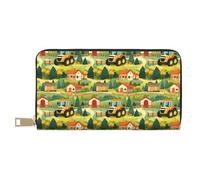 Cartone animato Trattore Villaggio Stampa Portafoglio Donna, Pelle Bifold Multi Card Portafoglio, Portafogli Lungo Delle Donne Della Borsa