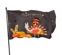 Cartone animato Turchia Bandiera da giardino 3x5 FT Animale Cappello da pellegrino Cibo autunnale Foglie d'acero che cadono Poliestere Cortile Bandiere Casa Patio Prato Banner di auguri per
