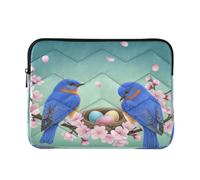 Cartone animato Uccello Teal Zip Notebook | Custodia per laptop con guida alle misurazioni del dispositivo, cerniera superiore liscia e ammortizzazione quotidiana degli
