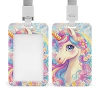 Cartone animato Un-icorn modello ID porta badge con cordino porta carte di nome per infermiere insegnante ufficiale