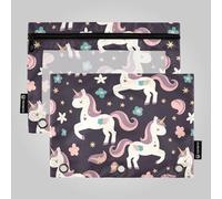 Cartone animato unicorni floreali matita borse trasparente per 3 anelli raccoglitore borsa con tre anelli per ufficio Ofhce forniture