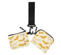 Cartone animato Vampiro pipistrello giallo brillante portamonete da donna titolare della carta d'identità sottile portatile porta carte di identità protezione con portachiavi per lavoro 2 confezioni