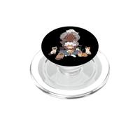 Cartone animato Vecchia Donna Circondata Da Gatti Amante Gatto Mamma PopSockets PopGrip per MagSafe