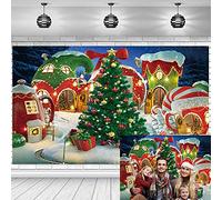 Cartone animato villaggio di Natale fotografia sfondo inverno neve pino albero sfondo natale fiaba animato bambino partito foto booth booth forniture (2 x 15 m)