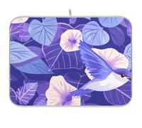 Cartone animato Viola Mattina Gloria Fiori Uccelli Accessori da Cucina per controsoffitto Stuoia di asciugatura per Cucina Contatore Piatto Stuoia di asciugatura XL Microfibra 18 x 24
