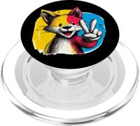 Cartone animato volpe segno pace retrò pop bosco grafico gesto PopSockets PopGrip per MagSafe