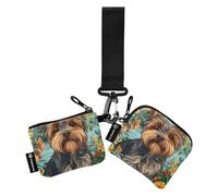Cartone animato Yorkshire Terrier Cani Marrone Donne Custodie per Carte Porta Cambio Titolare Sottile Piatto Portafoglio Soldi Organizzatore con Cerniera Tasca per Monete per Le Donne 2 Pz Portafoglio