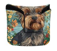 Cartone animato Yorkshire Terrier Cani Marrone Golf Putter Mallet Testa Magnetica Regali per Mallet Quadrato Impermeabile PU Pelle