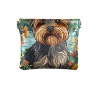 Cartone animato Yorkshire Terrier Cani Marrone Moda Donna Piccolo Cuoio Portamonete Portafoglio Unico Mini Cambiamento Portafoglio Tasca per le Donne de Mujer para monedas