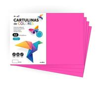 Cartone colorato, formato A3, fogli colorati 180 g, blocco cartoncino colori intensi, ideale per artigianato, stampa documenti e disegni creativi · m-office (50 fogli, Fucsia)