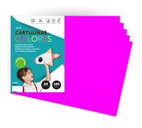 Cartone colorato, formato A4, colore fluido, fogli colorati 180 g per artigianato, stampa documenti e disegni creativi, fogli di colori pastello A4 · m-office (x25, rosa fluoro)