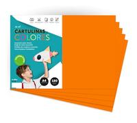 Cartone colorato, formato A4, colore fluido, fogli colorati da 180 g, per artigianato, stampa documenti e disegni creativi, fogli di colori pastello A4 · m-office (x250, arancione fluoro)