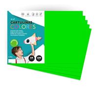 Cartone colorato, formato A4, colore fluido, fogli colorati da 180 g, per artigianato, stampa documenti e disegni creativi, fogli di colori pastello A4 · m-office (x50, verde fluoro)