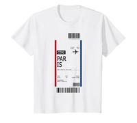 Cartone di Bordo con Biglietto Aereo First Class Boarding Pass Paris Maglietta, Bambini, Bianco, 3 Anni