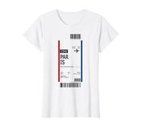 Cartone di Bordo con Biglietto Aereo First Class Boarding Pass Paris Maglietta, Donna, Bianco, 3XL