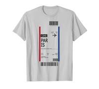 Cartone di Bordo con Biglietto Aereo First Class Boarding Pass Paris Maglietta, Uomo, Argento, S