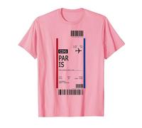 Cartone di Bordo con Biglietto Aereo First Class Boarding Pass Paris Maglietta, Uomo, Rosa, L