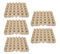 Cartone per Uova in Polpa, 5 Pezzi, 30 Celle Beige | Struttura a Scomparti, Design Impilabile, per Mercato e Fattoria, Protegge Piccoli Frutti e Uova