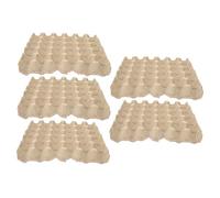 Cartone per Uova in Polpa di Carta 30 Celle, 5 Pezzi | Struttura a Scomparti Divisi, Design Impilabile, Beige, per Deposito in Fattoria e Organizzazione del Frigorifero