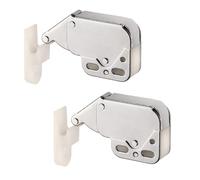 CARTONGESSO FAI DA TE - Mini Chiavistello Push-Pull per Sportelli, Meccanismo a Molla in Metallo, Set da 2 cricchetti + 2 ganci in ABS