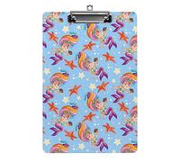 Cartoni animati con stelle marine e sirene Portablocco formato A4 Divertente lavoro estetico Studiare Lettera Portablocco standard 12,5×8,5 in faesite per l'aula scolastica Bambini che scrivono dise