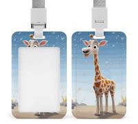 Cartoni animati giraffa porta badge con cordino, cordino staccabile, custodia protettiva verticale per carta d'identità, porta badge multiuso per ufficio, insegnante, infermiera