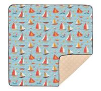 Cartoon Abstarct Boats - Tappetino da gioco per bambini, antiscivolo, accogliente, traspirante, per bambini, 127 x 127 cm