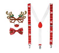 CARTOON Accessori per travestimenti natalizi Renna set 3 pezzi occhiali bretelle papillon accessori costumi carnevale feste a tema