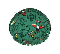 Cartoon Air Transportation Pattern Cuffia da a e cuffia da bagno per donna,Cuffie da a reversibili oversize impermeabili Grandi progettate per tutte le lunghezze di capelli,Cuffia elastica