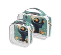 Cartoon Aliens Science - Fiction and Fantasy Styloiletry Bag Men TSA Approvato Multifunzionale Trasparente Makeup Bag Airport Airline Compliant