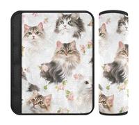 Cartoon American Curl Cats Bianco 2 pz seggiolino auto Imbottiture per cinghie, Protegge il collo e le spalle, Accessori per la tua auto per Auto Bag Zaino 10x7.7 in funda para cinturón de