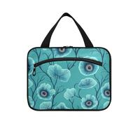 Cartoon Anemone Fiori Teal appeso articoli da toeletta borsa da viaggio donna con gancio, designer compatto kit da barba borsa per gli uomini per le donne che viaggiano vacanza envase para profumo de