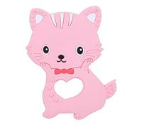 Cartoon Animal Cat Shape Silicone Teether Baby Kid Children Blue Denti da denti da blu Allevia il dolore Guli Massaggio forte crescita (Rosa)