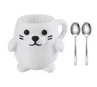 Cartoon Animal Dessert Accessori Impugnatura ergonomica e doppi cucchiai cassetto segreto gelato pinte Cup Holder Set carino animale gelato titolare