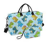 Cartoon Animal Dinosauro Colorato Grande Viaggio Duffel Bagaglio Weekender Viaggio Pernottamento Borsa Da Viaggio Tote Borsa da Palestra con Cinghia Regolabile per Escursionismo Pieghevole Bolsa para