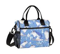 Cartoon Animal Toad Sky Blue Impermeabile Heavy Duty Lunch Bag con Tracolla Lunch Box per Adulti per la Scuola loncheras para Mujeres de Trabajo