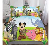 Cartoon Animals Stampato in 3D Set Da 3 Pezzi Cerniera Copripiumini E Set Di Biancheria Da Letto Mickey Mouse Copripiumino in Microfibra Stampati A Bambini E Bambine King（220x240cm）