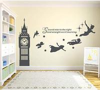 Cartoon Anime Big Ben Decalcomania Da Muro Seconda Stella A Destra Decalcomania Da Muro In Vinile Per La Scuola Materna Decorazione Della Stanza Dei Bambini Poster Film 135X85Cm