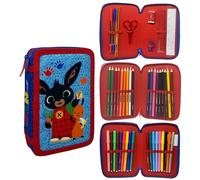 CARTOON Astuccio 3 zip Bing e Flop triplo completo 44 pezzi cancelleria per la scuola multiscomparto penne matite colori pennarelli giotto