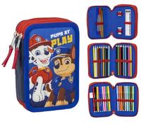 CARTOON Astuccio 3 zip multiscomparto Paw Patrol per la scuola completo 44 pezzi penne matite colori pennarelli
