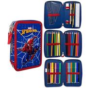 CARTOON Astuccio 3 zip Spiderman Marvel per la scuola completo 44 pezzi di cancelleria penna Papermate pennarelli giotto accessorio per bambini e ragazzi