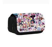 Cartoon astuccio, Doppia Cerniera, Portapenne Triplo Scomparto, Astuccio Grande Capacità, K-Pop Anime Studenti Cancelleria Matita Borsa, per Scuola e L'ufficio, Regali per Ragazze e Fan (F)