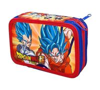 CARTOON Astuccio scuola 3 zip Dragon Ball Goku Vegeta Super Saiyan triplo multiscomparto completo 44 Pezzi, Colori Giotto, 20 x 13 x 6 cm