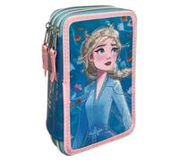 CARTOON Astuccio scuola 3 zip Frozen Disney Elsa completo 44 pezzi triplo multiscomparto colori giotto cancelleria per bambini