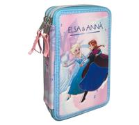 CARTOON Astuccio scuola 3 zip Frozen Disney Elsa e Anna completo 44 pezzi triplo multiscomparto colori giotto cancelleria per bambini