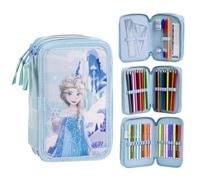 CARTOON Astuccio scuola 3 zip Frozen Disney triplo multiscomparto completo 44 pezzi colori giotto cancelleria per bambini